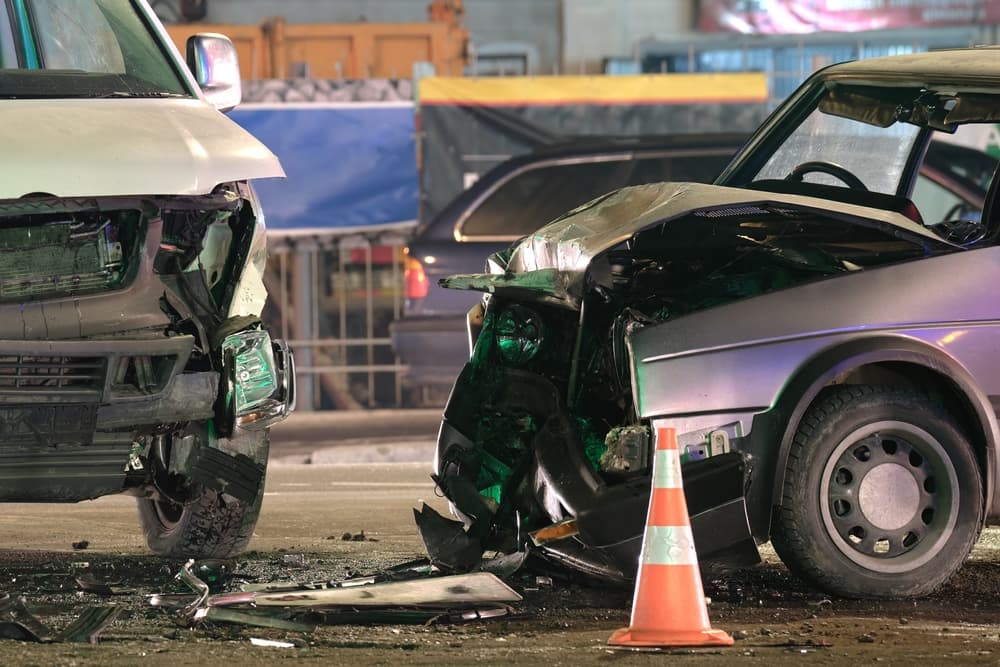 Collision Between two car on highway intersection in night